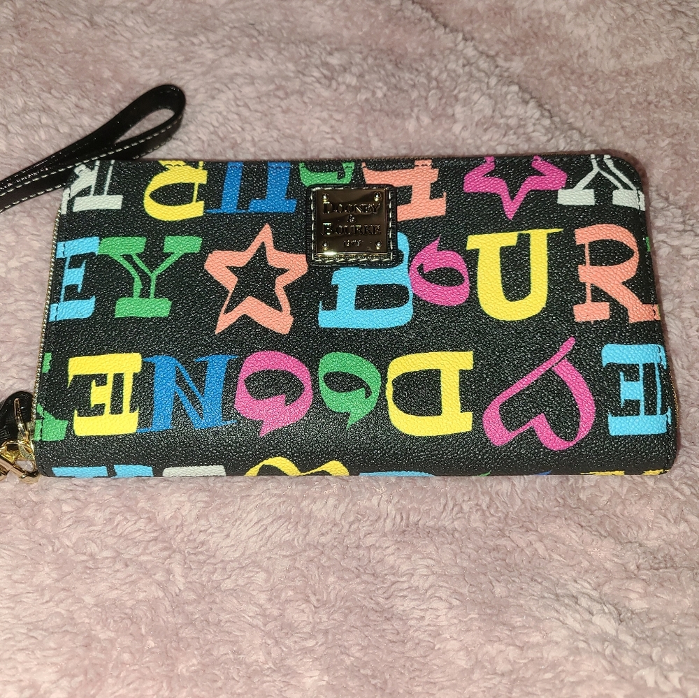 Dooney & Bourke Black Multi Clutch Doodle Continen